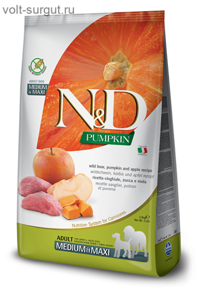 Farmina N&D Pumpkin Adult Medium & Maxi с Кабанятиной для взрослых собак средних и крупных пород