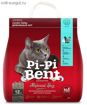 Pi-Pi Bent наполнитель комкующийся Морской бриз Pi-Pi Bent наполнитель комкующийся Морской бриз