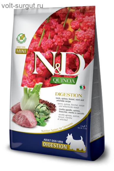 Farmina N&D Dog Quinoa Digestion с Ягненком для поддержания пищеварения собак мелких пород  