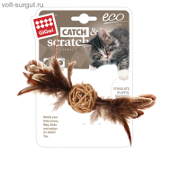 GiGwi 75438 Игрушка д/кошек "CATCH SKRATCH EKO" Плетеный мячик с колокольчиком и перьями GiGwi 75438 Игрушка д/кошек "CATCH SKRATCH EKO" Плетеный мячик с колокольчиком и перьями
