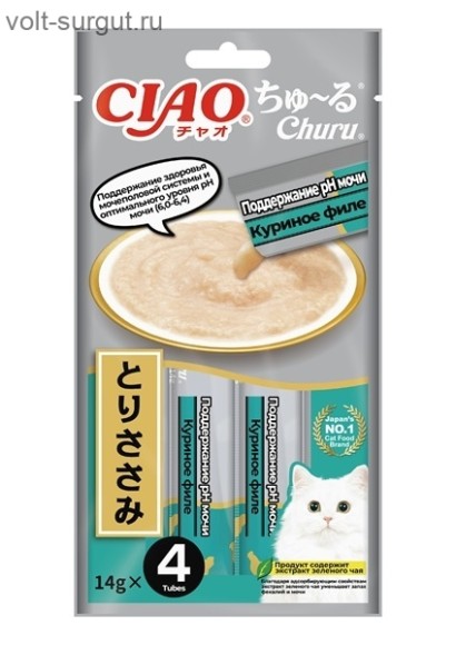 Inaba CIAO Churu лакомство-пюре для кошек Поддержание Ph мочи, Куриное филе