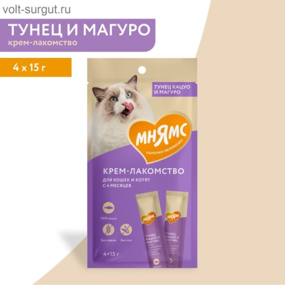 Мнямс крем-лакомство для кошек с тунцом Кацуо и Магуро