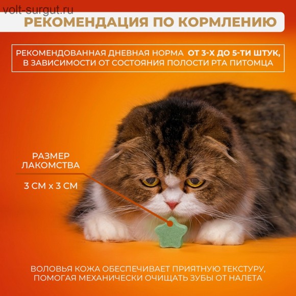 Ranova Лакомство для кошек сублимированное Звёздочка для зубов с курицей и ячменем