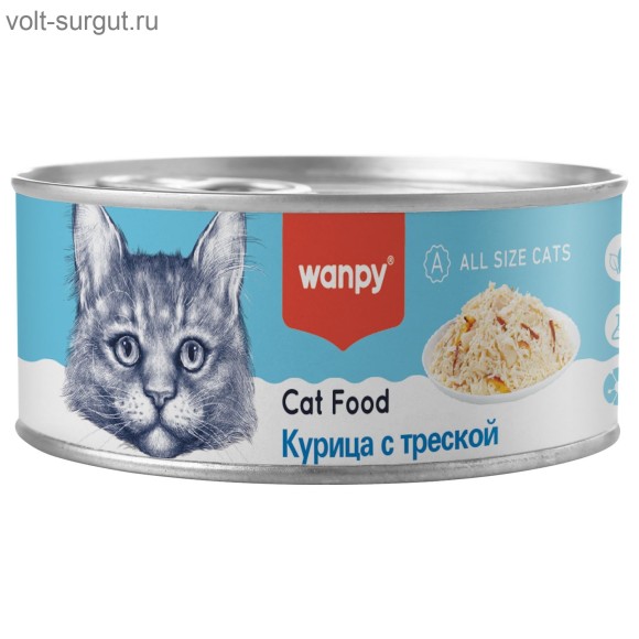 Wanpy Cat Консервы для кошек "Курица с треской"