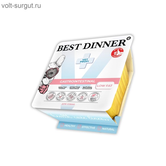Best Dinner Vet Profi Gastrointestinal Low Fat для собак при заболеваниях ЖКТ, паштет с индейкой