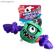 GiGwi 75434 Игрушка д/собак "MONSTER ROPE" Монстр с резиновой веревкой и пищалкой