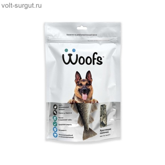 Woofs Рыбное лакомство для собак из кожи трески (палочки) Woofs Рыбное лакомство для собак из кожи трески (палочки)