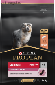 Pro Plan Dog для щенков средних пород с чувствительной кожей с Лососем Pro Plan Dog для щенков средних пород с чувствительной кожей с Лососем