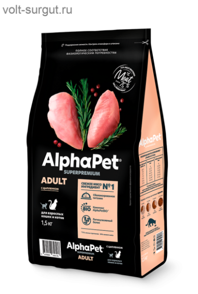 AlphaPet Superpremium с цыпленком для взрослых кошек