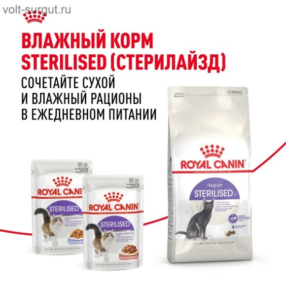 Royal Canin Sterilised для стерилизованных кошек и котов с 1 до 7 лет