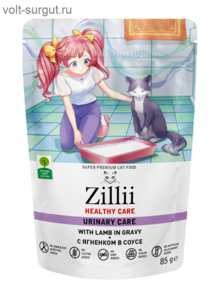 Zillii Urinary Care ягненок в соусе, для взрослых кошек. PH контроль Zillii Urinary Care ягненок в соусе, для взрослых кошек. PH контроль