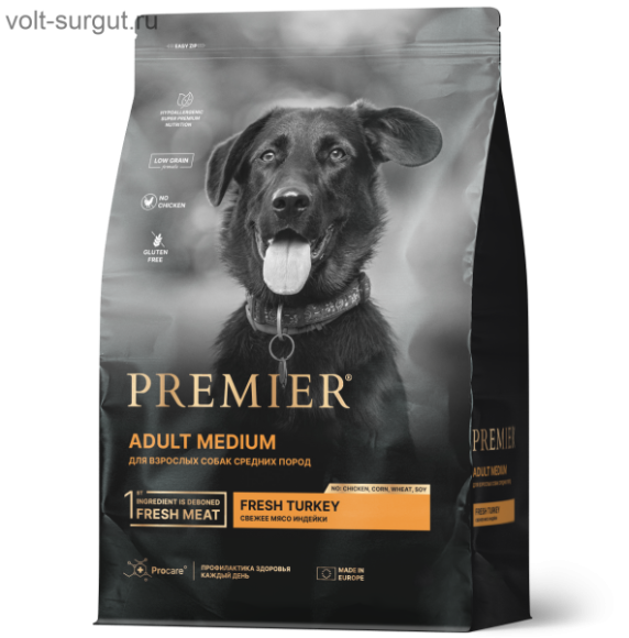 Premier Adult Medium для взрослых собак средних пород с Индейкой Premier Adult Medium для взрослых собак средних пород с Индейкой