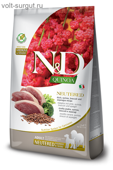 Farmina N&D Dog Quinoa Neutered с Уткой для стерилизованных собак средних и крупных пород