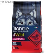 Monge Dog BWild LOW GRAIN для взрослых собак, низкозерновой, из мяса оленя