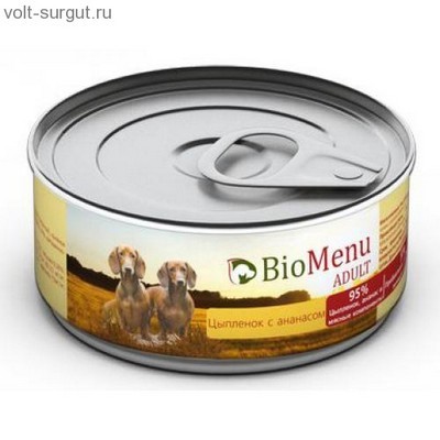 BioMenu ADULT Консервы д/собак Цыпленок с Ананасами 95%-МЯСО BioMenu ADULT Консервы д/собак Цыпленок с Ананасами 95%-МЯСО