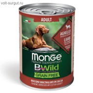 Monge Dog BWild GRAIN FREE для взрослых собак, беззерновой, из ягненка с тыквой и кабачками