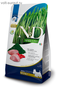Farmina N&D Spirulina для взрослых собак малых пород. Ягненок, спирулина и ягоды годжи.