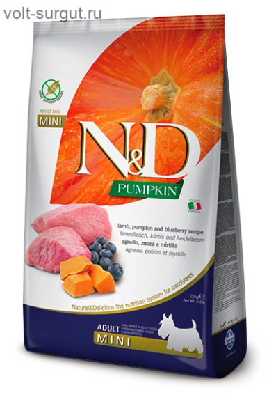 Farmina N&D Pumpkin Adult Mini с Ягненком для взрослых собак малых пород Farmina N&D Pumpkin Adult Mini с Ягненком для взрослых собак малых пород