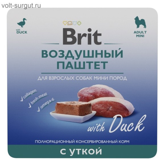Brit Premium Воздушный паштет с уткой для взрослых собак мини пород Brit Premium Воздушный паштет с уткой для взрослых собак мини пород